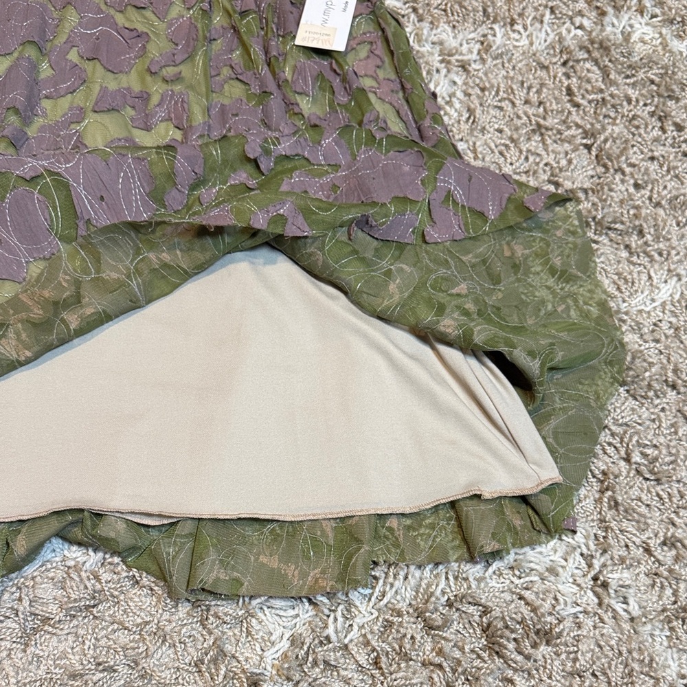 NWT Petit Pois Floral Appliqué Mini Skirt Green/Lilac size XL - Picture 7 of 11